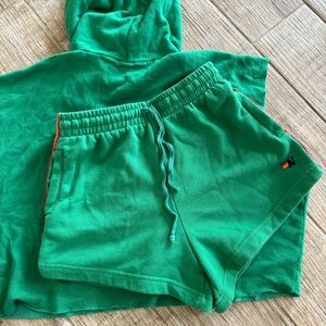 Aviator Nation kelly green set bolt stripe jogging shorts